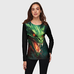 Лонгслив женский Древний злой зеленый дракон, цвет: 3D-принт — фото 2