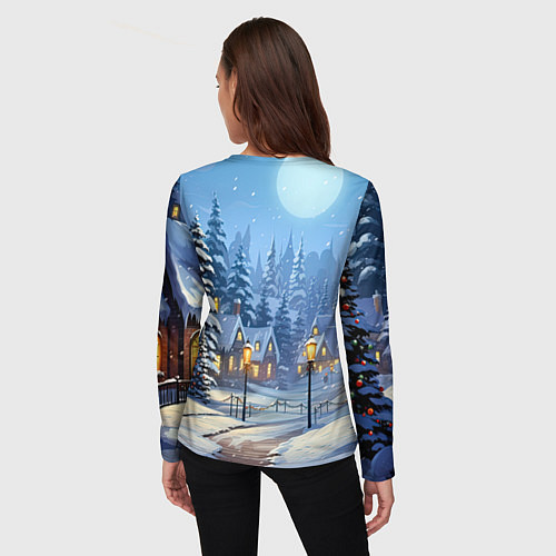 Женский лонгслив Новогодний оранжевый дракон / 3D-принт – фото 4