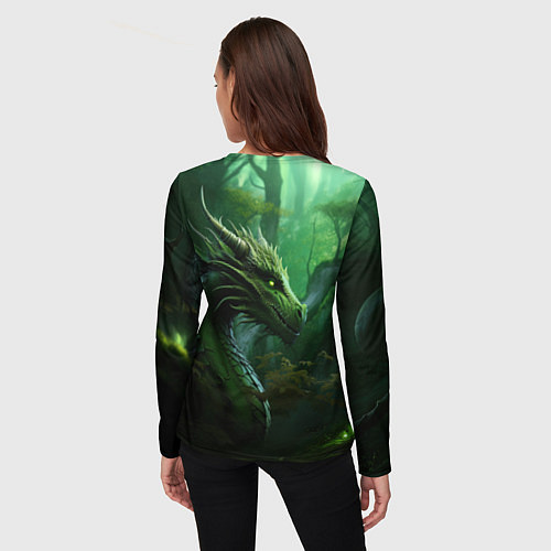 Женский лонгслив Зеленый лесной дракон 2024 / 3D-принт – фото 4