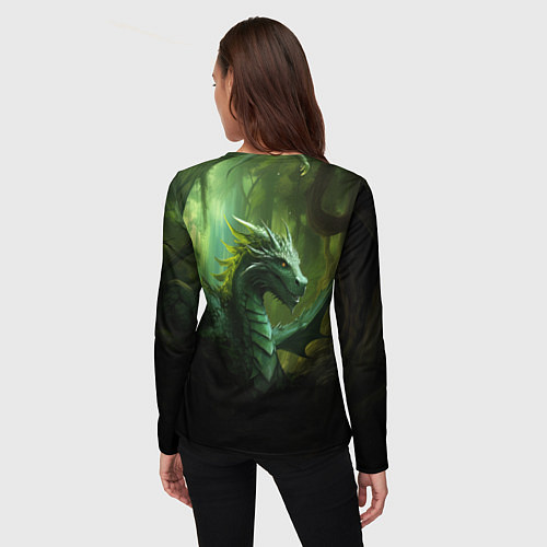 Женский лонгслив Зеленый лесной дракон символ 2024 года / 3D-принт – фото 4