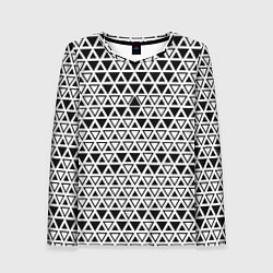 Лонгслив женский Треугольники чёрные и белые, цвет: 3D-принт