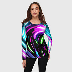 Лонгслив женский Неоновая экспрессивная абстракция, цвет: 3D-принт — фото 2