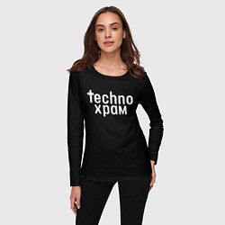 Лонгслив женский Techno храм надпись, цвет: 3D-принт — фото 2