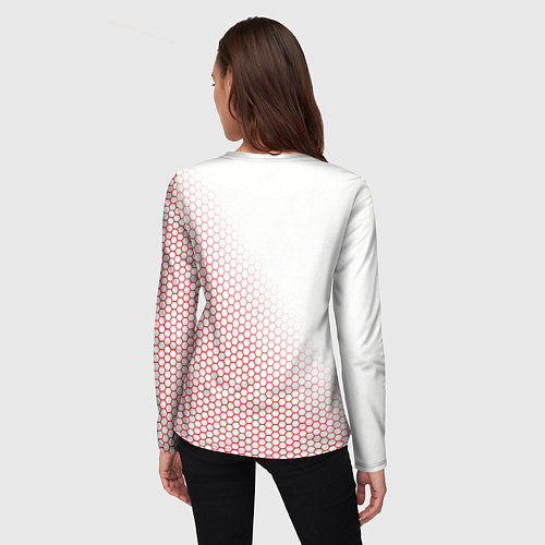 Женский лонгслив Красно-белый соты / 3D-принт – фото 4
