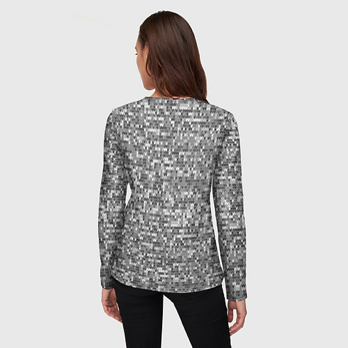 Женский лонгслив Узор серого вязанного трикотажа меланж / 3D-принт – фото 4