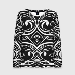 Женский лонгслив Белое на чёрном