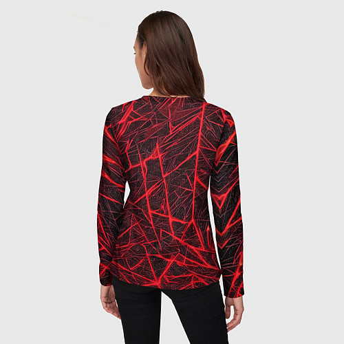 Женский лонгслив Красная паутина на чёрном фоне / 3D-принт – фото 4