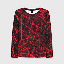 Женский лонгслив Красная паутина на чёрном фоне
