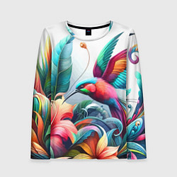 Лонгслив женский Райская птица - тропики, цвет: 3D-принт