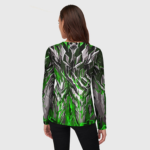 Женский лонгслив Острый металл зелёный / 3D-принт – фото 4