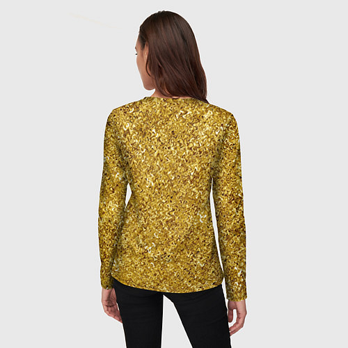 Женский лонгслив Золотой волнистый с переливами / 3D-принт – фото 4