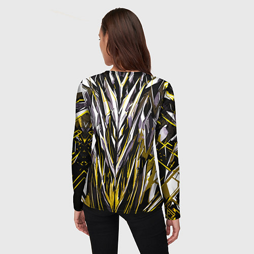 Женский лонгслив Острый металл жёлтый / 3D-принт – фото 4