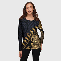 Лонгслив женский Золотая объемная лепнина, цвет: 3D-принт — фото 2