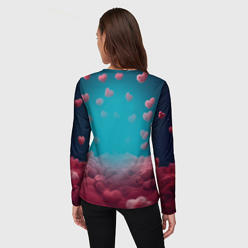 Женский лонгслив Милый щенок в сердечках / 3D-принт – фото 4