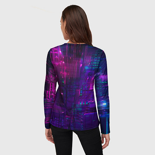 Женский лонгслив Неоновые огни квадратов / 3D-принт – фото 4