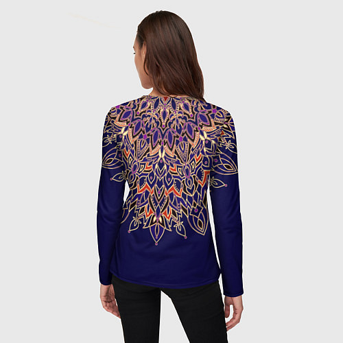 Женский лонгслив Мандала сине-оранжевый / 3D-принт – фото 4