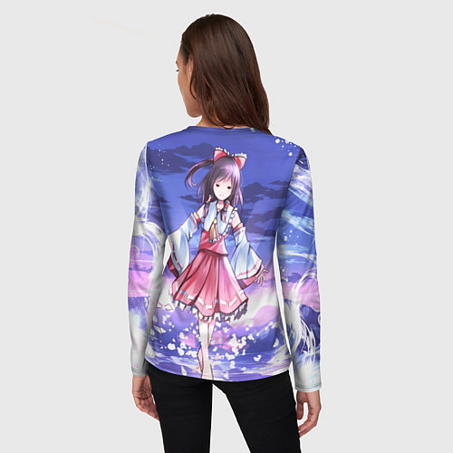 Женский лонгслив Touhou Project Рейму улыбка / 3D-принт – фото 4