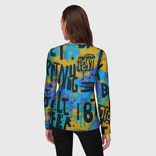 Женский лонгслив Крупные буквы на цветном фоне / 3D-принт – фото 4