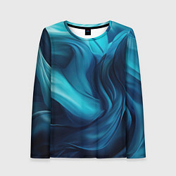 Лонгслив женский Синяя абстракция в виде волн, цвет: 3D-принт