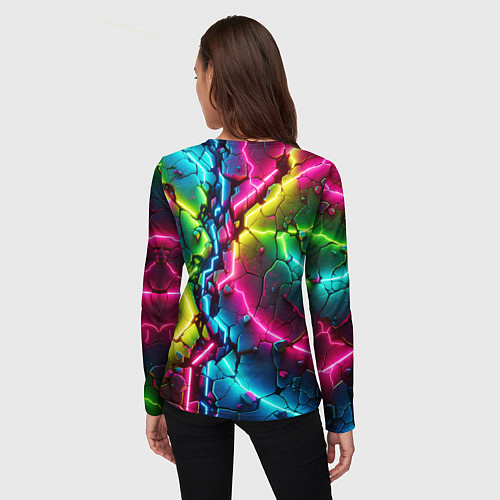 Женский лонгслив Трещина - неон / 3D-принт – фото 4