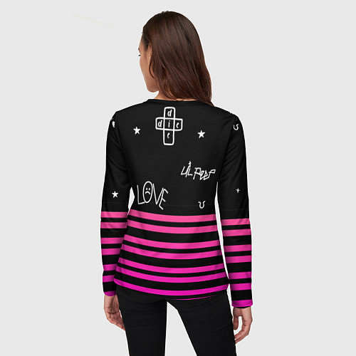 Женский лонгслив Lil Peep розовые полосы / 3D-принт – фото 4