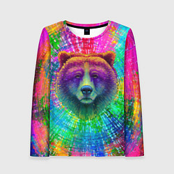 Лонгслив женский Цветной медведь, цвет: 3D-принт
