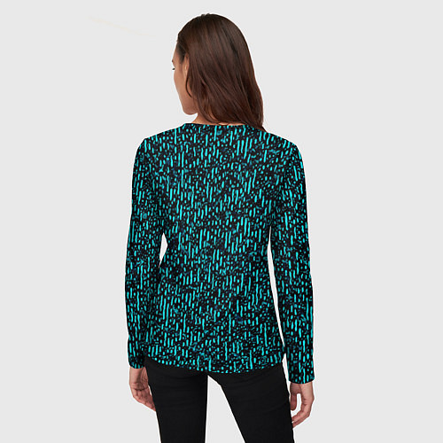 Женский лонгслив Чёрно-бирюзовый абстракция / 3D-принт – фото 4