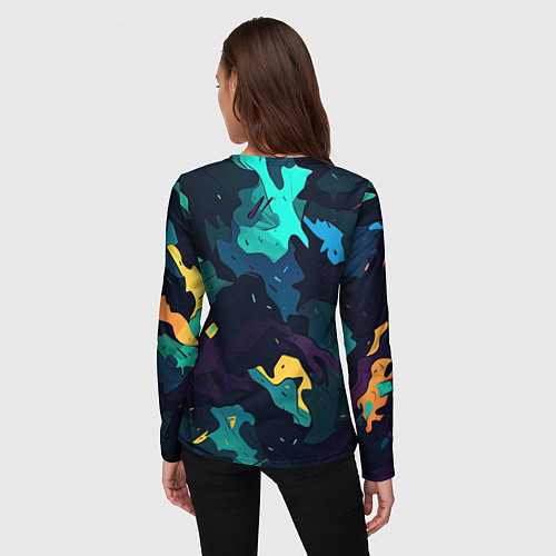 Женский лонгслив GTA 6 logo яркий неоновый камуфляжный стиль / 3D-принт – фото 4