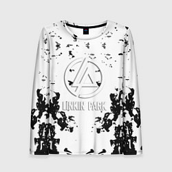 Лонгслив женский Linkin park краски лого чёрно белый, цвет: 3D-принт