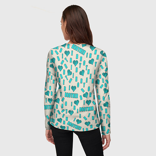 Женский лонгслив Я люблю брата, буквы паттерн / 3D-принт – фото 4