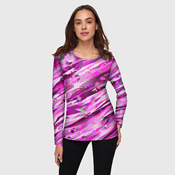 Лонгслив женский Розовые паттерны, цвет: 3D-принт — фото 2