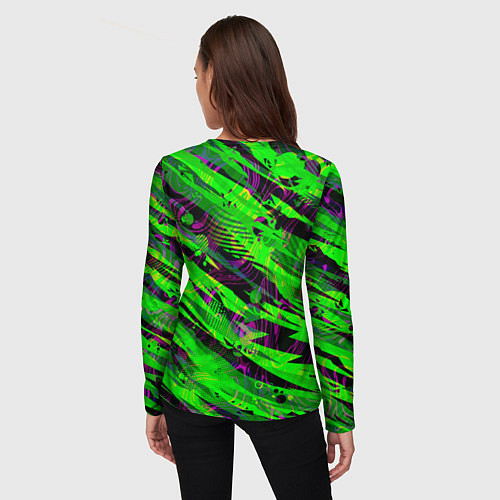 Женский лонгслив Зеленые узоры паттерны / 3D-принт – фото 4