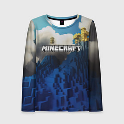 Лонгслив женский Minecraft лого и горы, цвет: 3D-принт