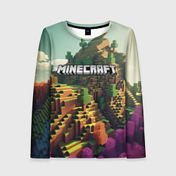 Лонгслив женский Minecraft logo карты, цвет: 3D-принт