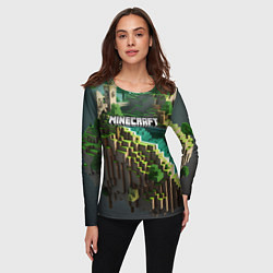 Лонгслив женский Minecraft logo летняя карта, цвет: 3D-принт — фото 2