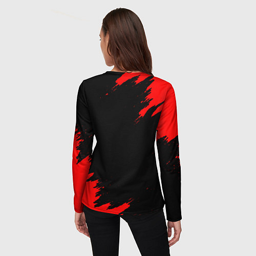 Женский лонгслив Биомутант краски красные / 3D-принт – фото 4