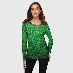 Лонгслив женский Мелкая мозаика зелёный градиент, цвет: 3D-принт — фото 2