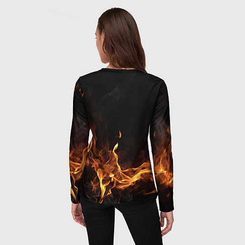 Женский лонгслив Palworld логотип на черном фоне с огнем / 3D-принт – фото 4