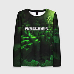 Лонгслив женский Minecraft logo зеленые кубики, цвет: 3D-принт
