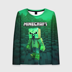 Лонгслив женский Minecraft персонаж зеленый монстр, цвет: 3D-принт