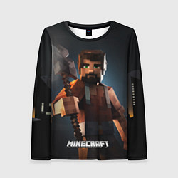 Лонгслив женский Minecraft персонаж с бородой ночью, цвет: 3D-принт