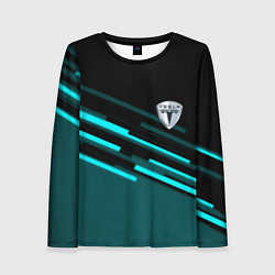 Женский лонгслив Tesla sport geometry car