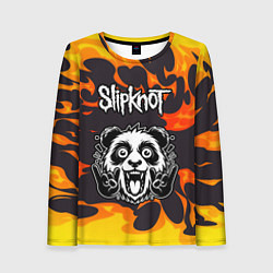 Лонгслив женский Slipknot рок панда и огонь, цвет: 3D-принт