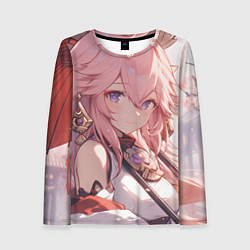 Лонгслив женский Genshin Impact Яэ Miko smile, цвет: 3D-принт