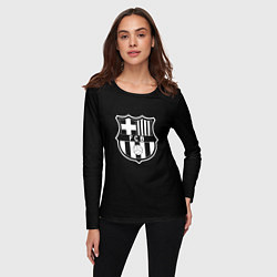 Лонгслив женский Barcelona fc club белое лого, цвет: 3D-принт — фото 2