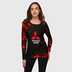 Лонгслив женский Митсубиси - красные брызги, цвет: 3D-принт — фото 2