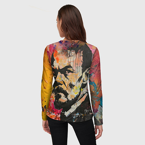 Женский лонгслив Граффити портрет Владимира Ленина / 3D-принт – фото 4