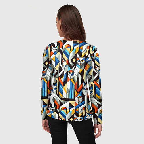 Женский лонгслив Узор с котами / 3D-принт – фото 4