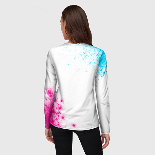 Женский лонгслив Manchester United neon gradient style вертикально / 3D-принт – фото 4