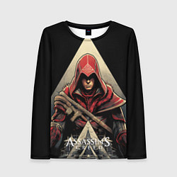 Лонгслив женский Assassins creed темный капюшон, цвет: 3D-принт